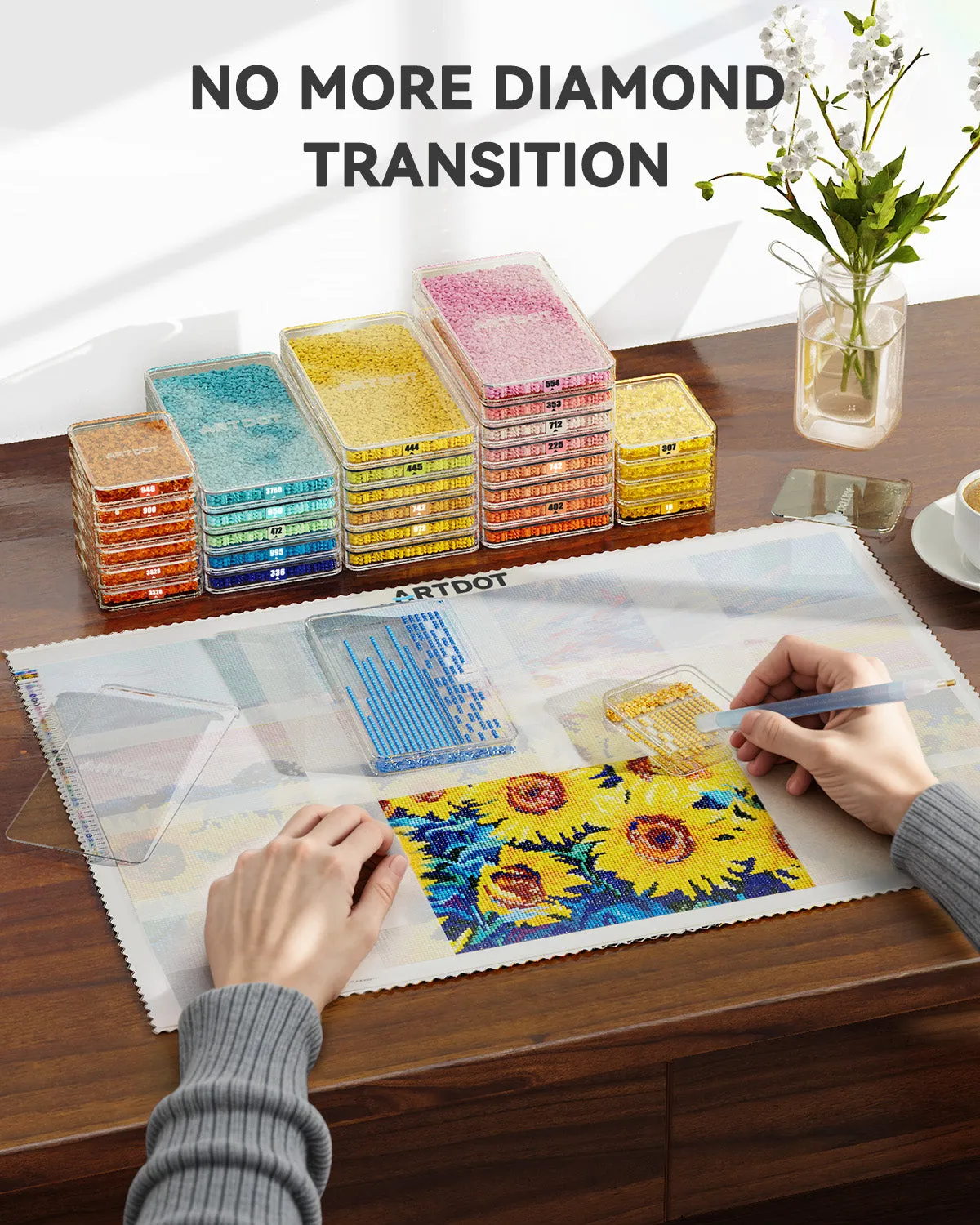 ARTDOT diamond painting bakjes 15 stuks met deksel en stickers