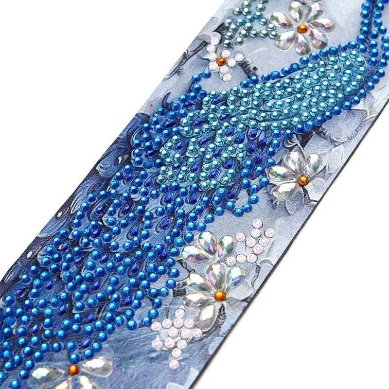 Figured'Art Blauwe Pauw boekenlegger diamond painting 21x6cm