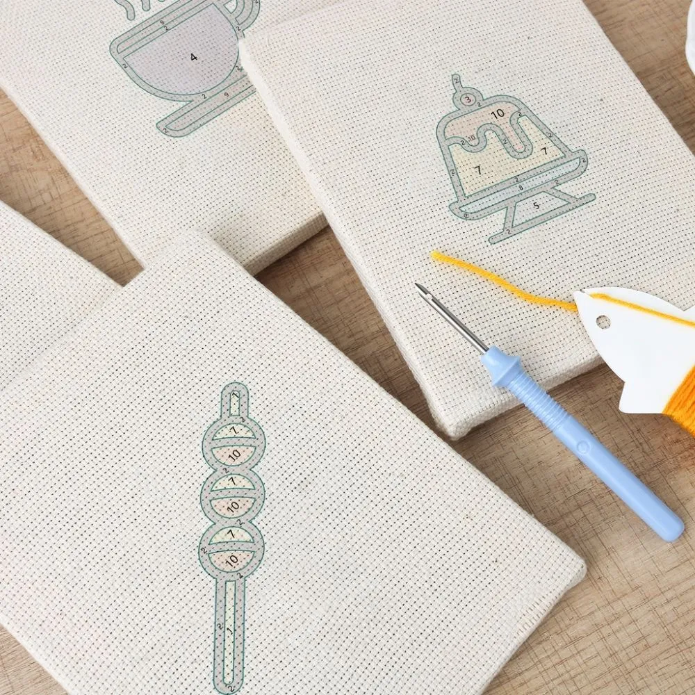 Figured'Art Dessert Lekkernijen punch needle set 15x20cm 4 stuks