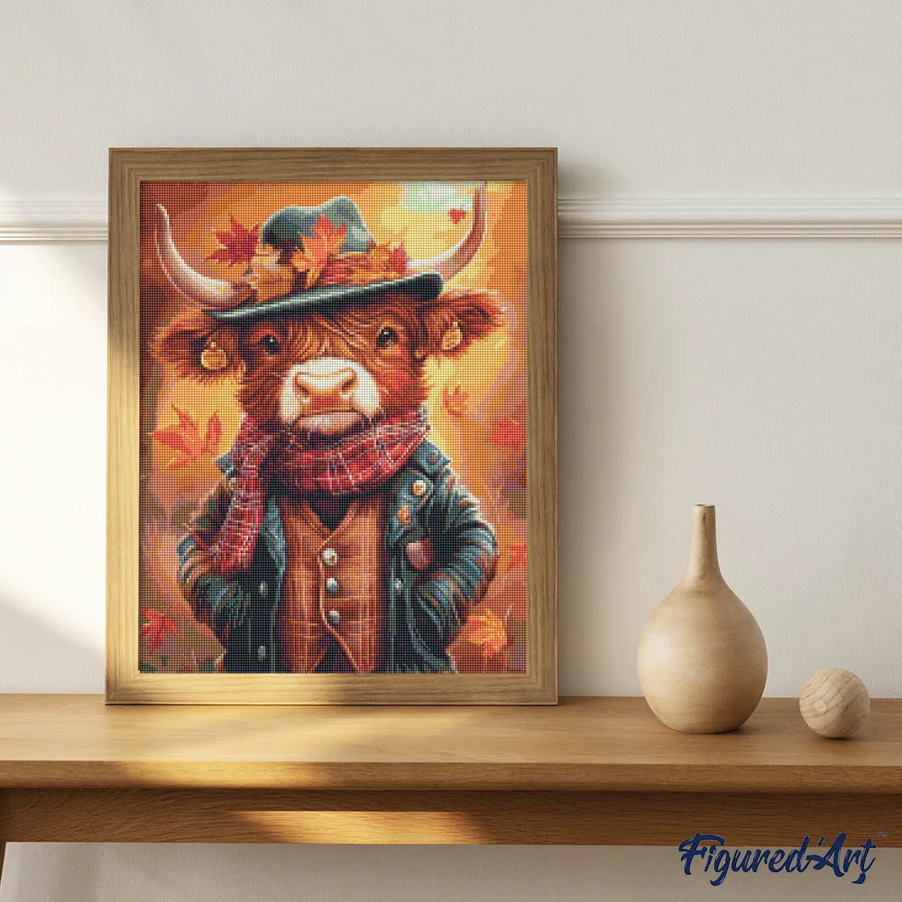 Figured'Art Schotse Hooglander Vintage diamond painting 40x50 cm