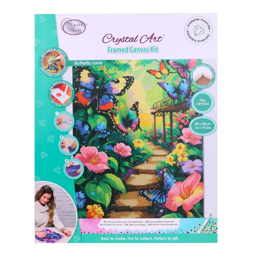 Craft Buddy Crystal Art Butterfly Lane diamond painting canvas 40x50cm