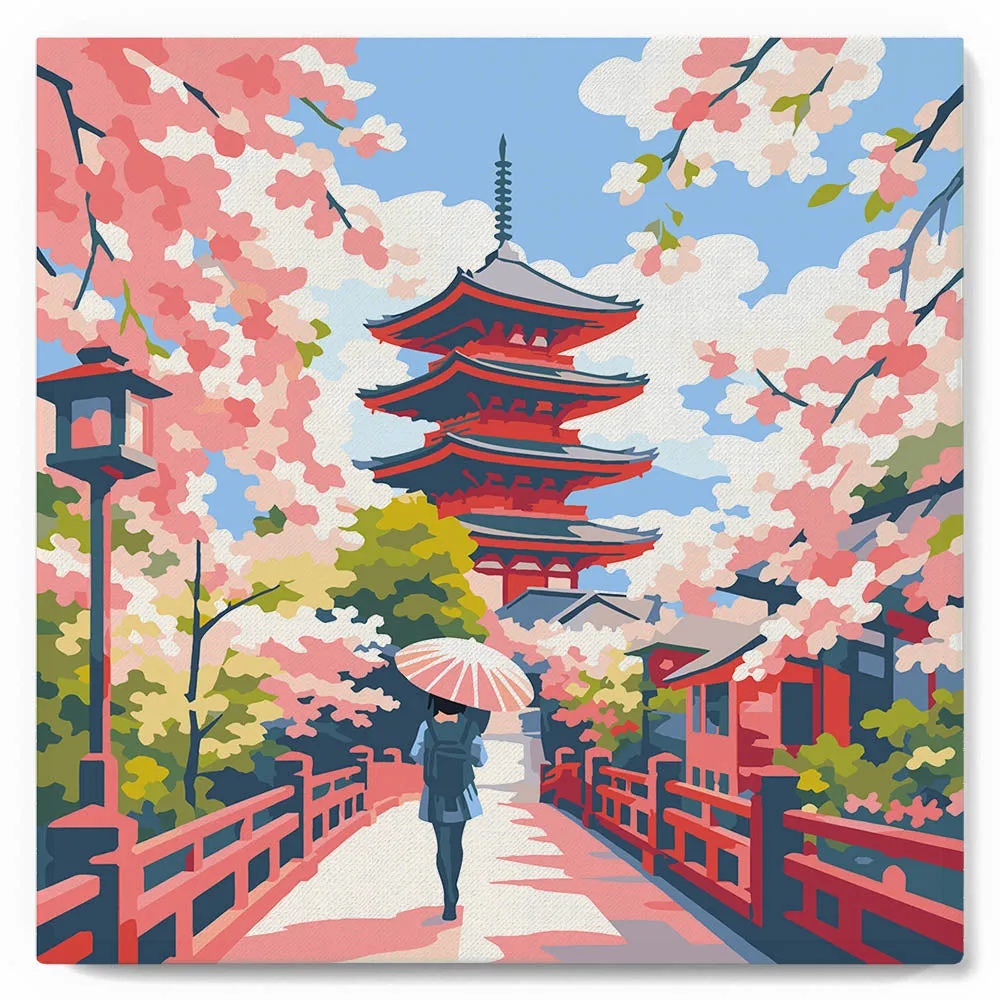 Figured'Art Kyoto in Bloei schilderen op nummer 20x20cm met frame
