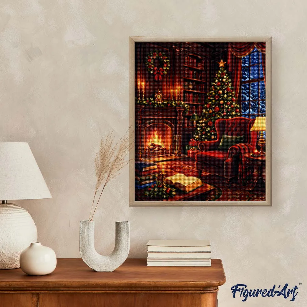 Figured'Art Gezellige Kerstavond diamond painting 40x50cm rond