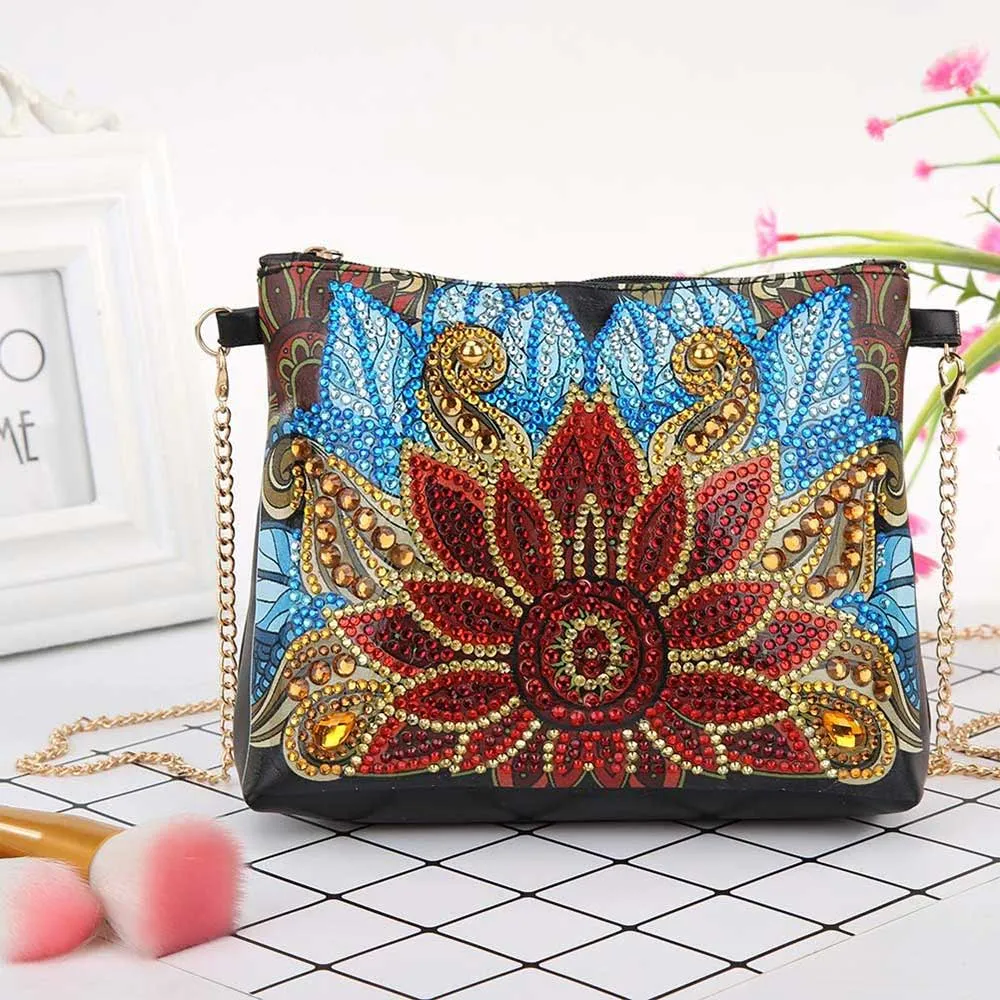 Figured'Art Bloem tas diamond painting 18x15 cm PU-leer