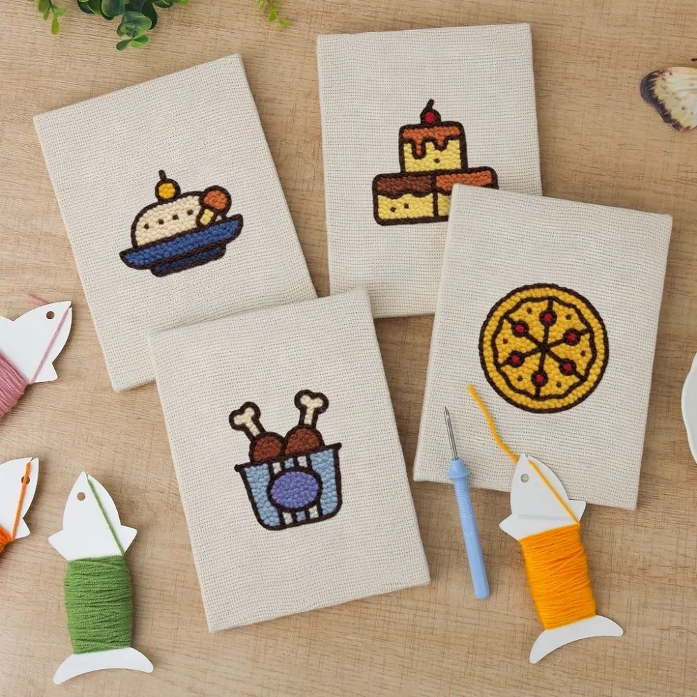 Figured'Art Punch Needle Heerlijke Hapjes 3 set 4 stuks 20x30 cm