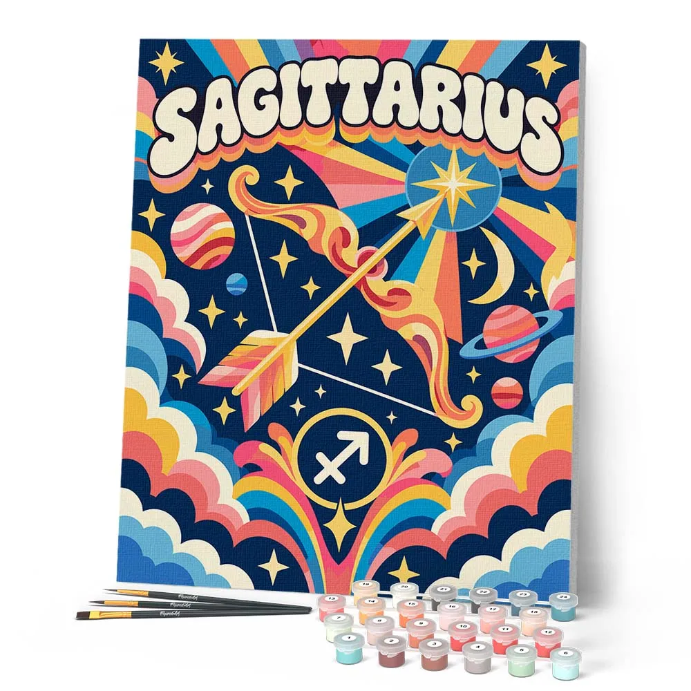 Figured'Art Retro Sterrenbeeld Boogschutter schilderen op nummer