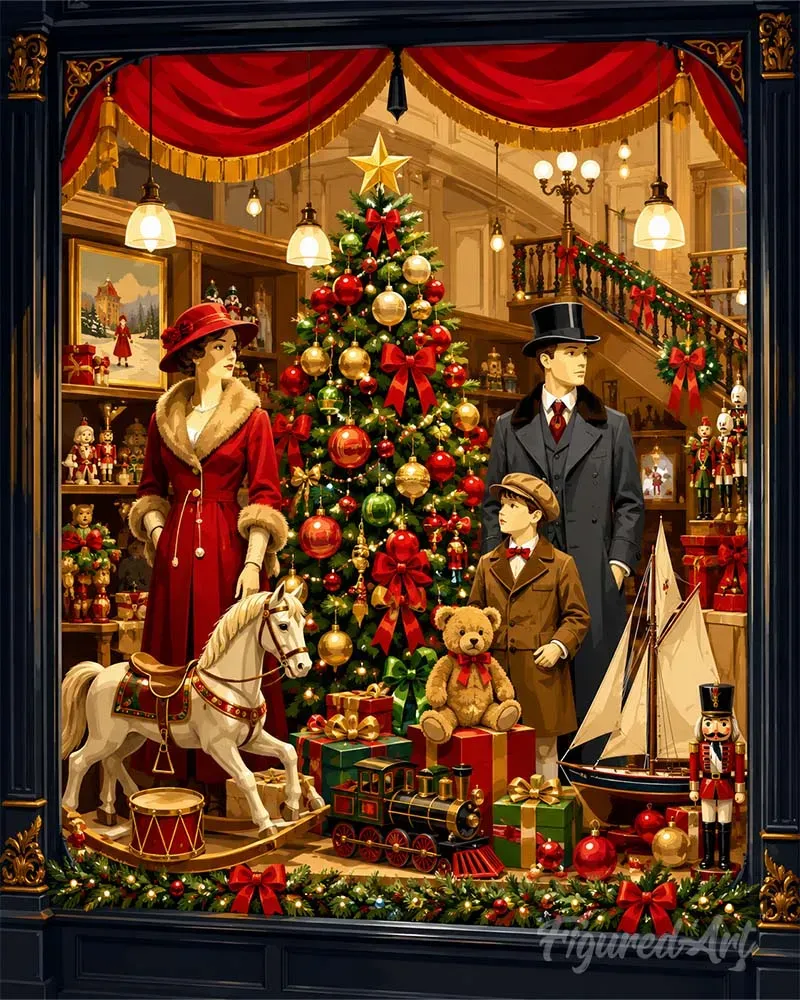 Figured'Art Kerstspeelgoedwinkel schilderen op nummer 40x50