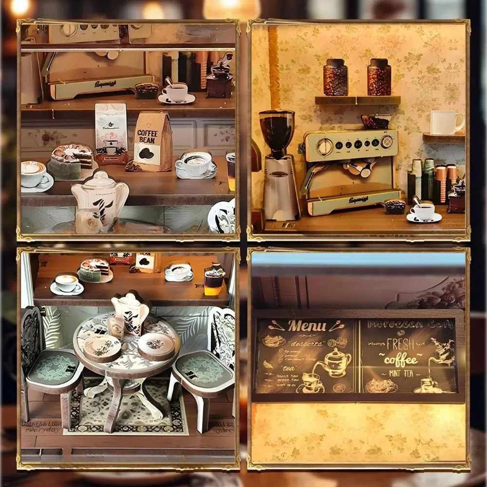 Figured'Art Miniatuurhuisjes Het Koffiehuisje van de Ontmoeting 3D puzzel met led
