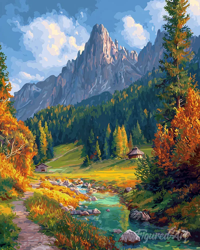 Figured'Art Herfststroom in de Alpen diamond painting full drill