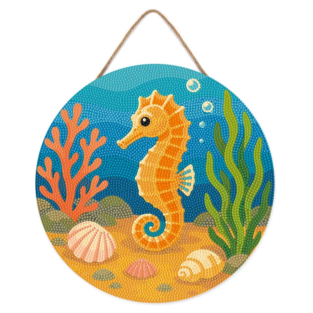 Figured'Art Zeepaardje diamond painting houten schijf 30cm rond