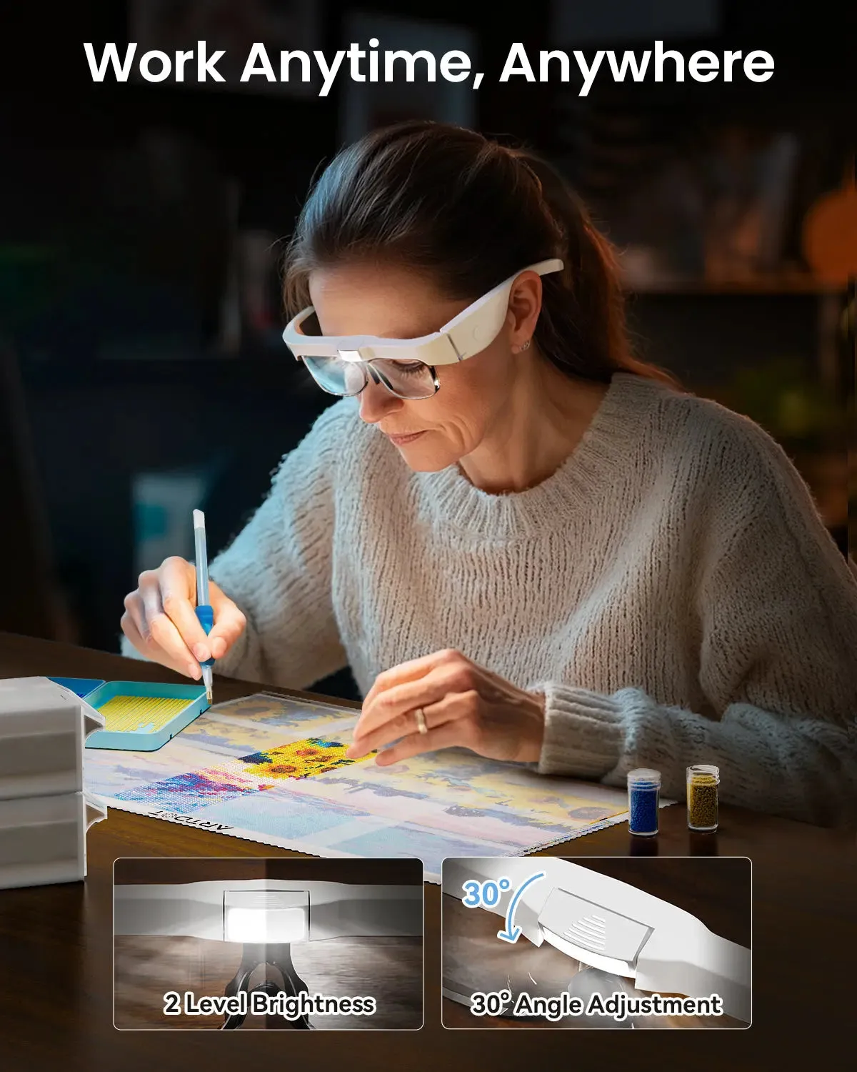 ARTDOT hoofdloupe vergrootbril met licht oplaadbaar 100g