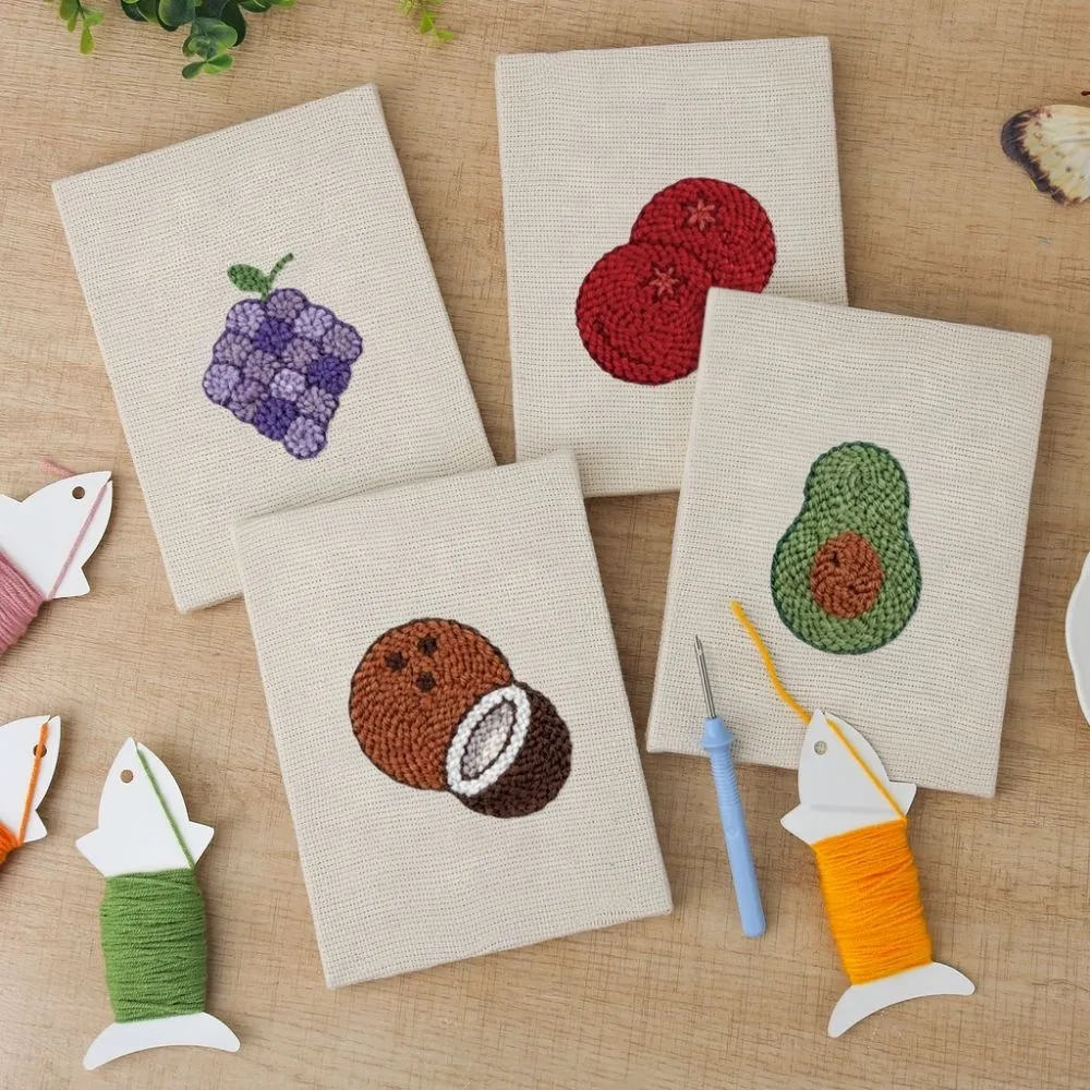 Figured'Art Fruitfeest 2 Punch Needle Set 4 Stuks met Frames