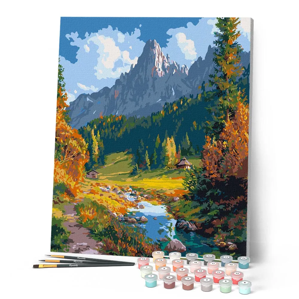 Figured'Art Herfststroom in de Alpen schilderen op nummer 40x50 cm