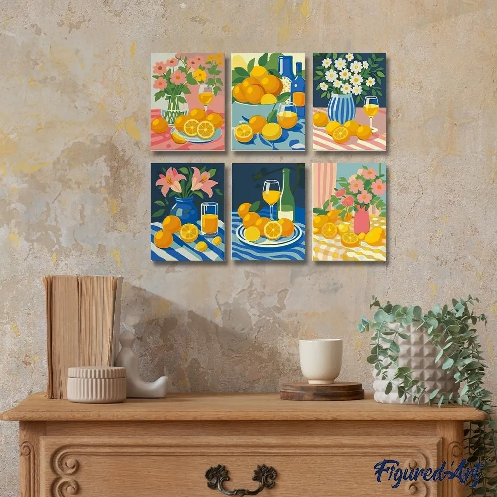 Figured'Art Gouden Citroenenboeket schilderen op nummer 15x20cm
