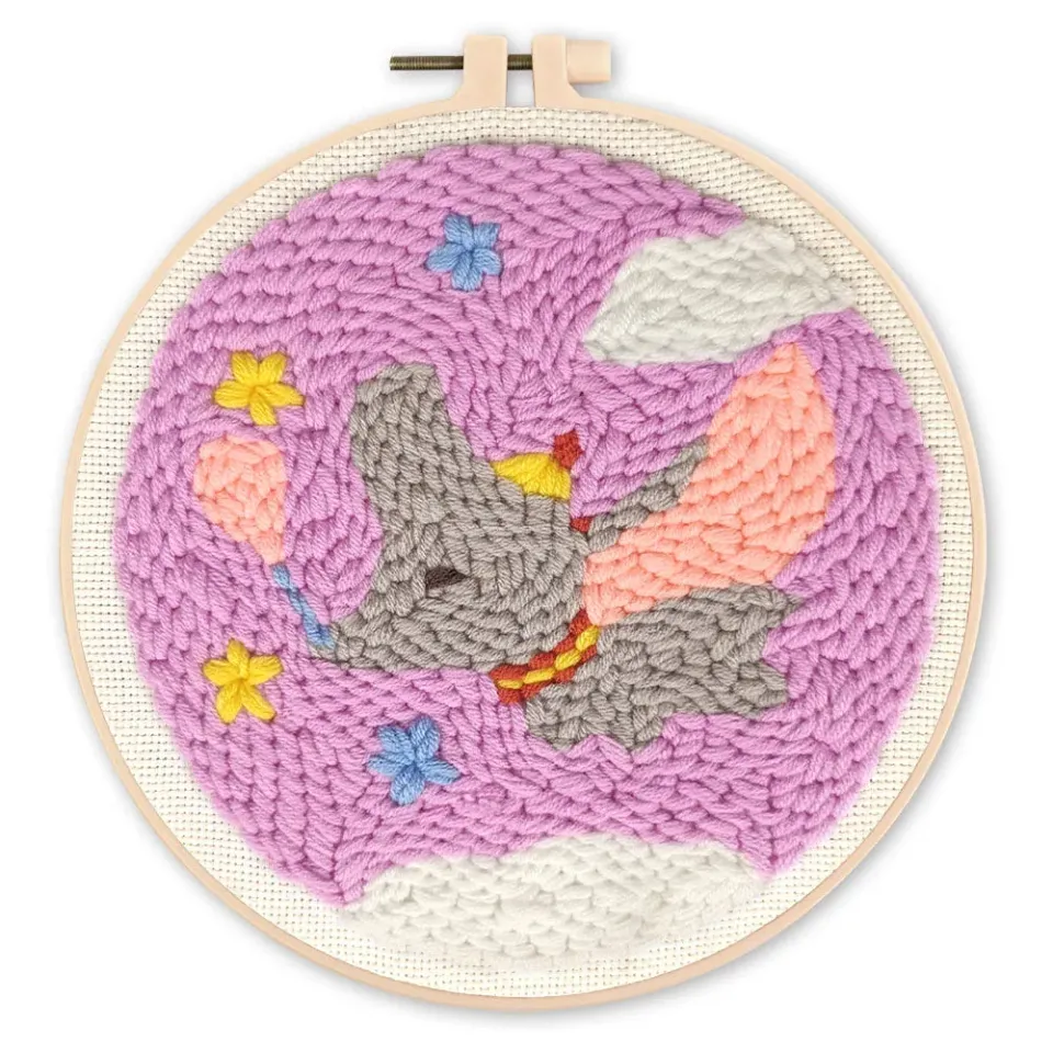 Figured'Art Vliegende Olifant punch needle pakket 20x20cm beginners
