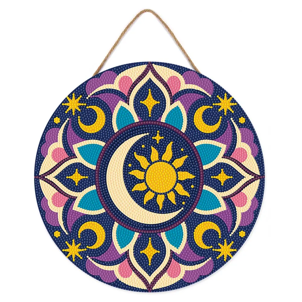 Figured'Art Hemelse mandala diamond painting hout 30 cm rond