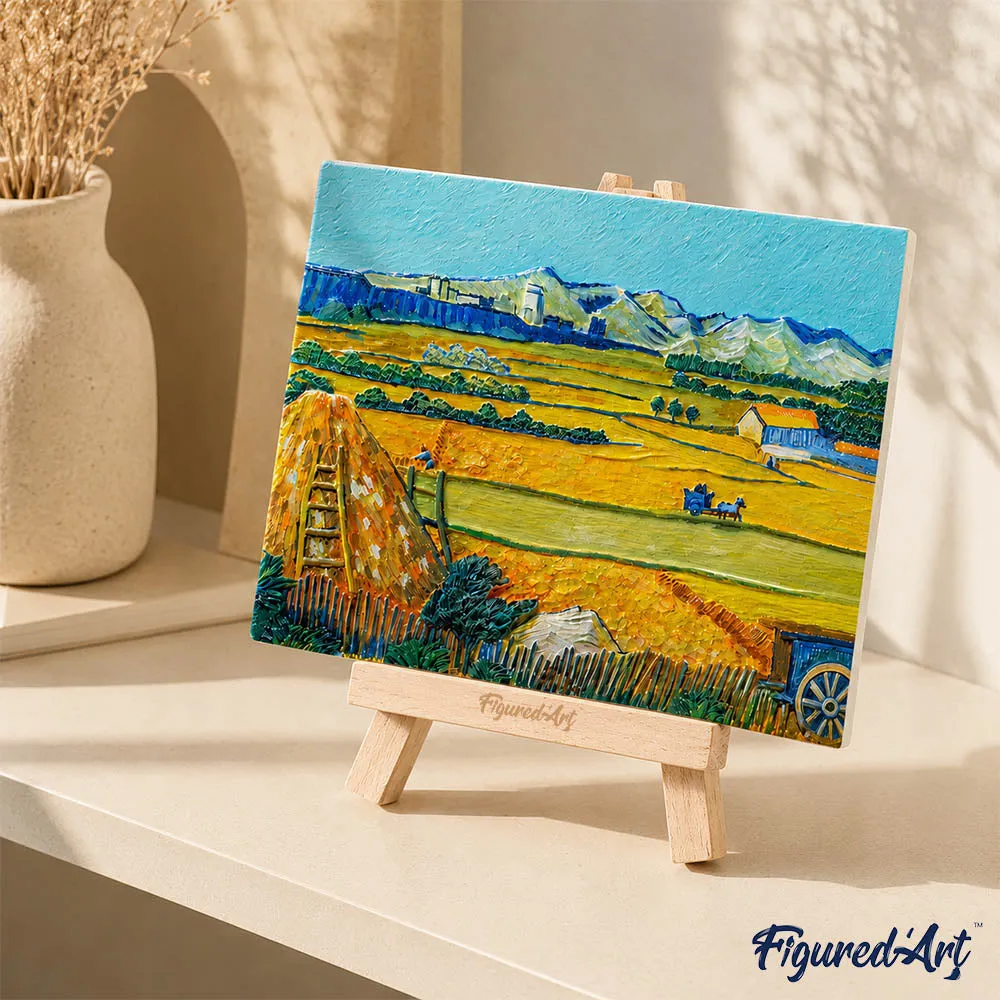 Figured'Art De oogst Van Gogh 3D schilderij reliëf 13,5x10,5cm ezel