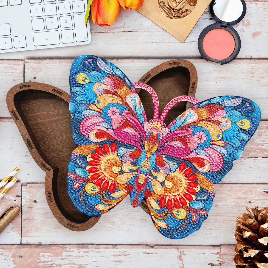 Craft Buddy Crystal Art Bright Butterfly sieradendoos kit MDF