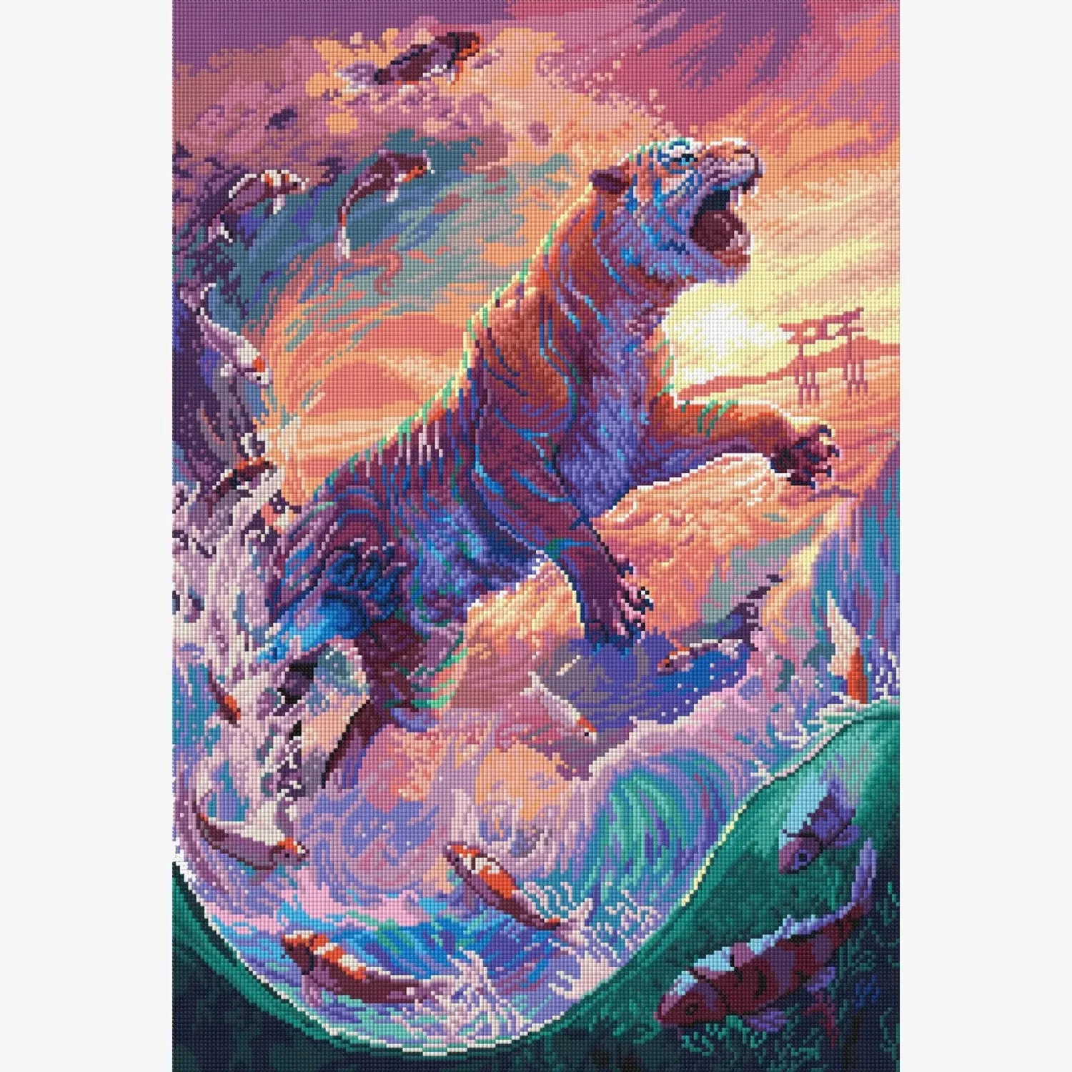 ARTDOT Water Tiger diamond painting tijger 47,5x70cm vierkant