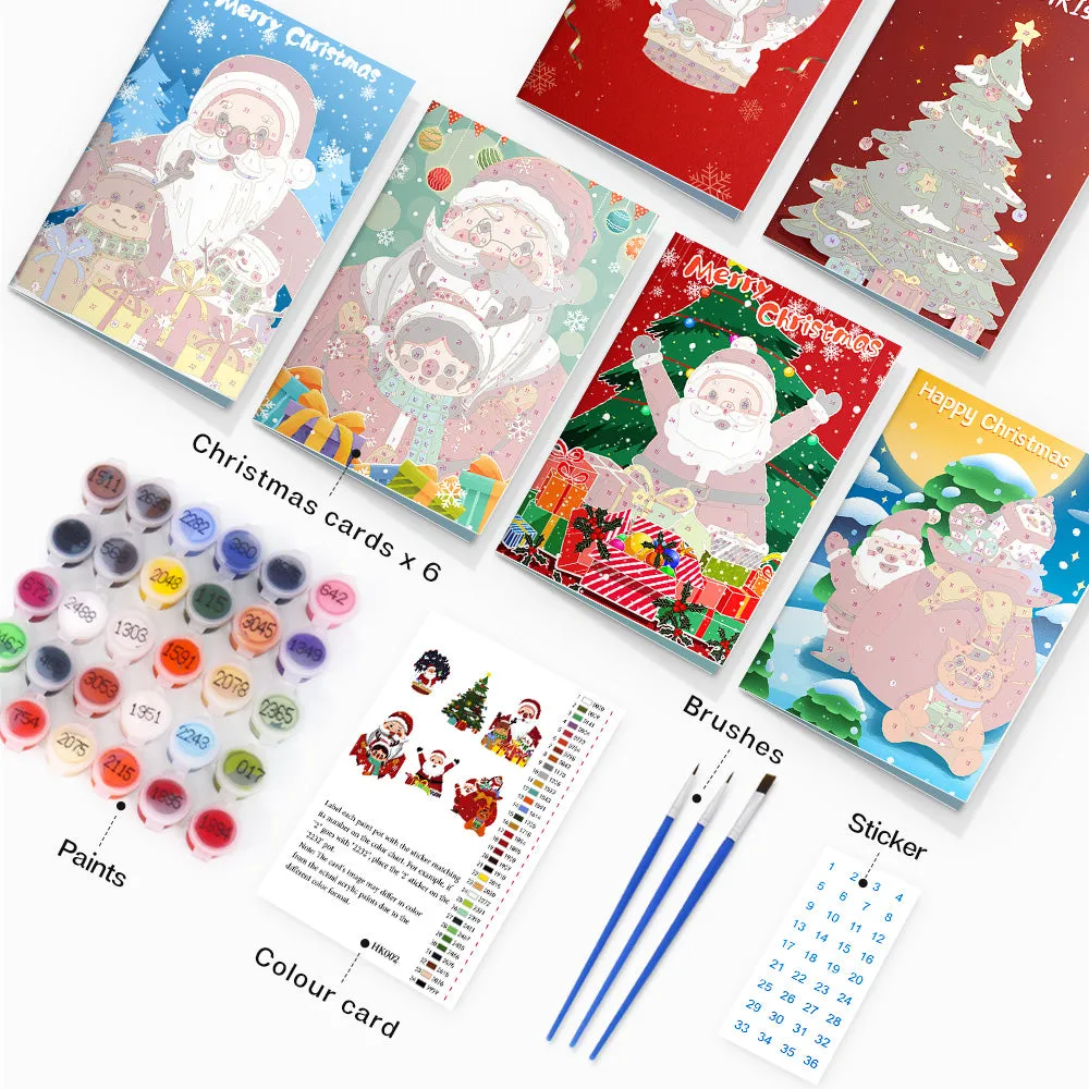Figured'Art Serie 3 schilderen op nummer kerstkaarten 6 stuks