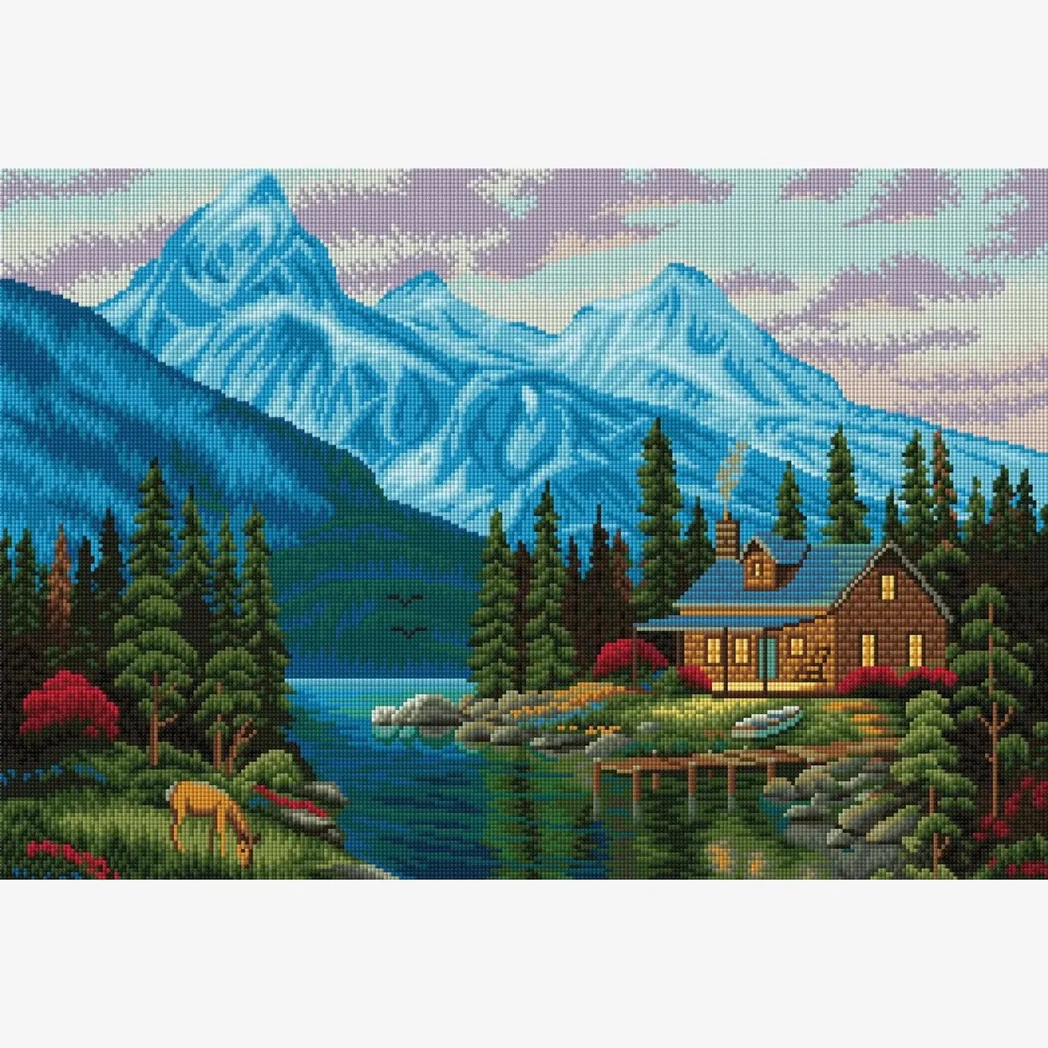 ARTDOT Rocky Cabin View diamond painting huisje 67,3x45,7cm