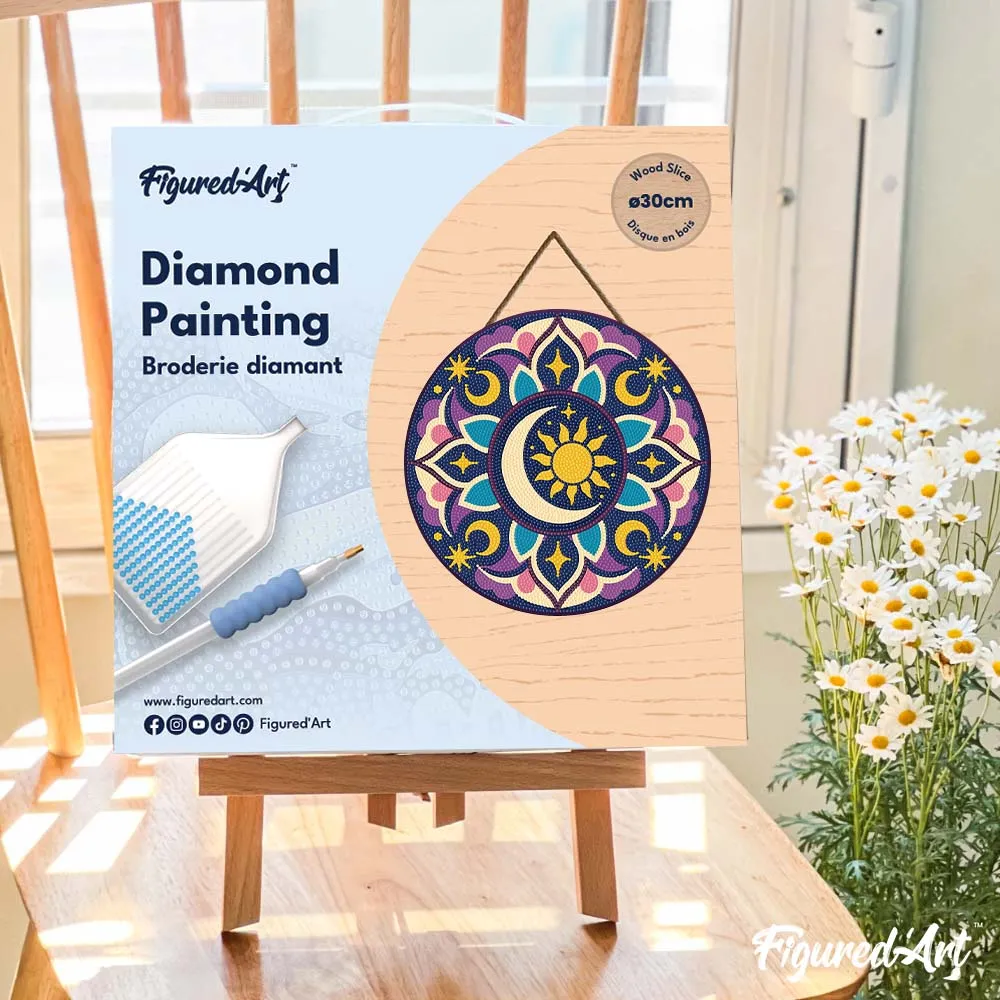 Figured'Art Hemelse mandala diamond painting hout 30 cm rond