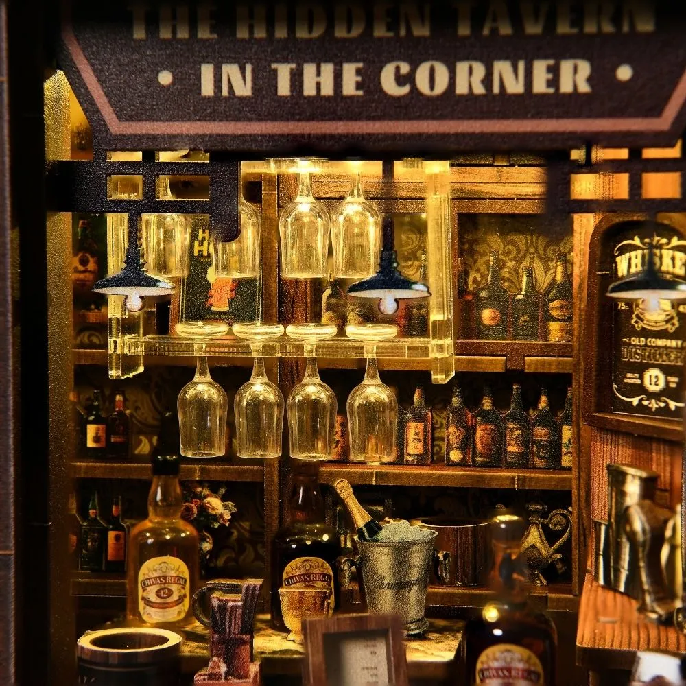 Figured'Art Hoek Taverne miniatuurhuisje 23x15cm met LED