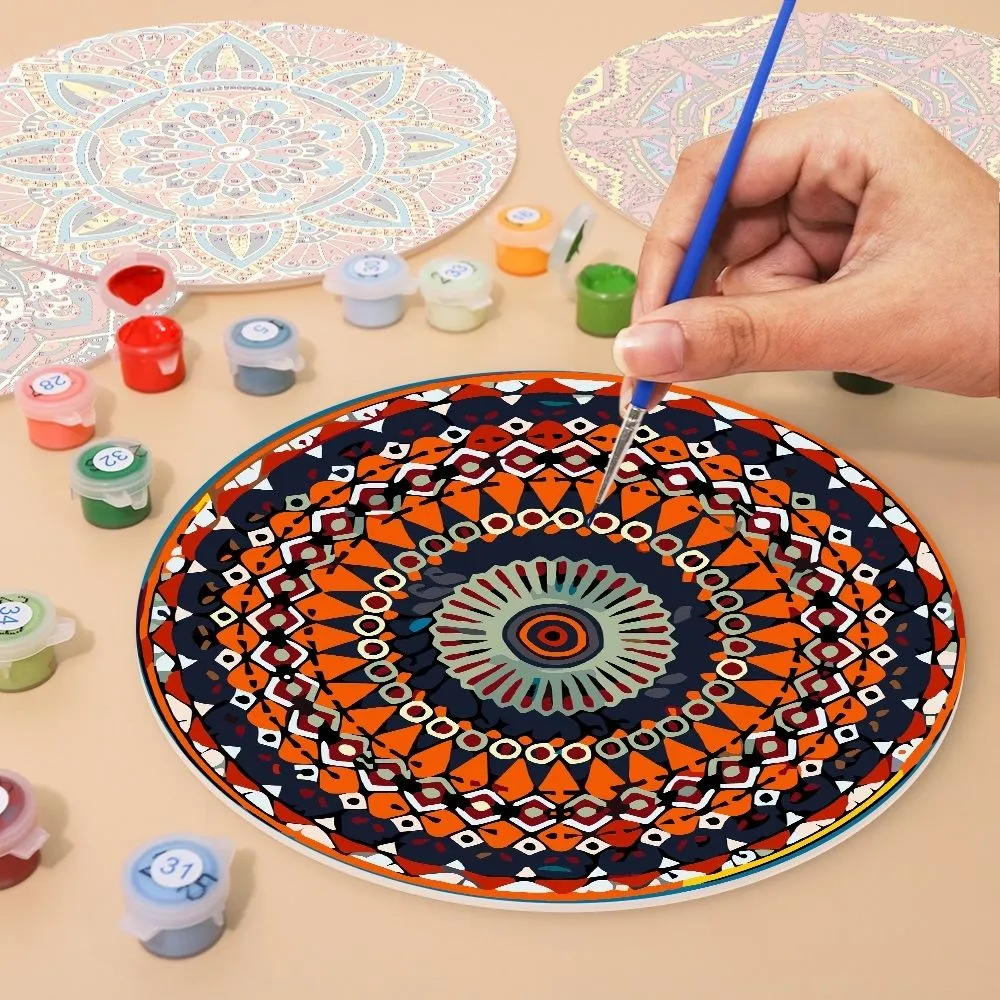 Figured'Art Boheemse Mandala Rond schilderen op nummer 20 cm 6 stuks