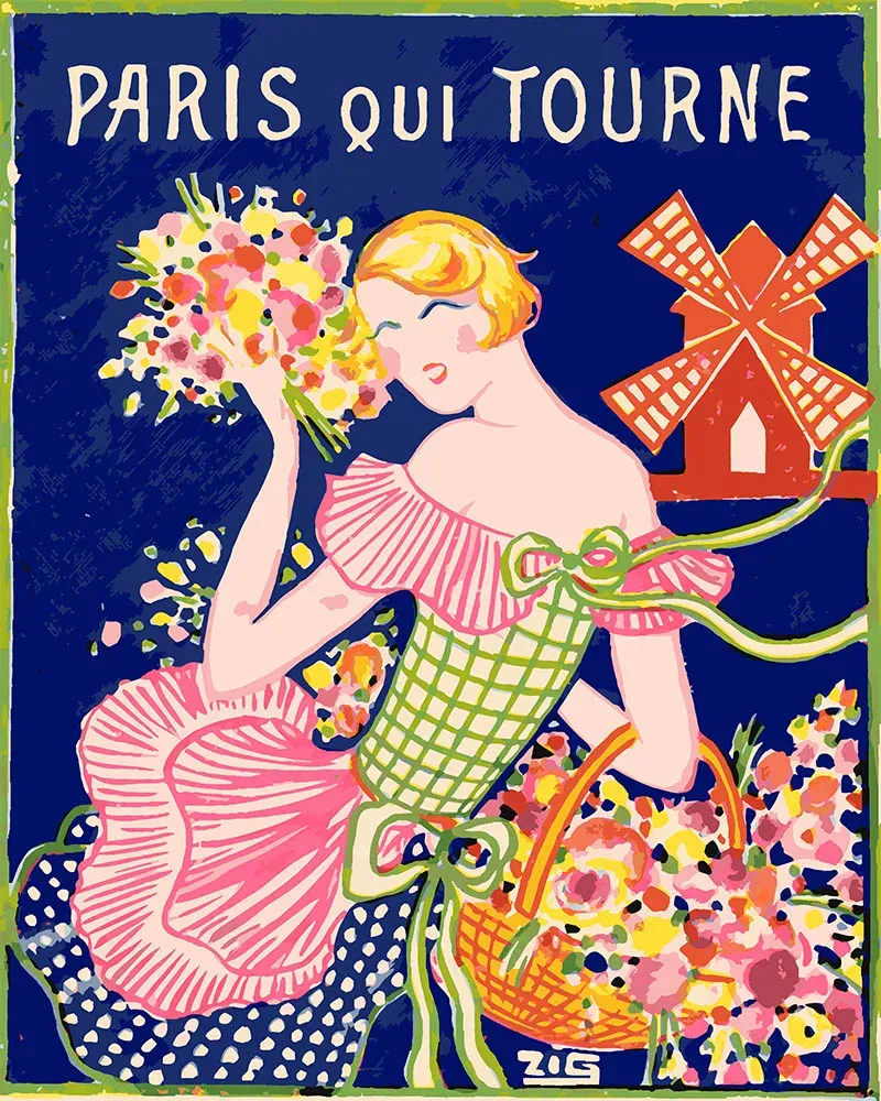 Figured'Art Moulin Rouge Parijs schilderen op nummer 40x50cm vintage
