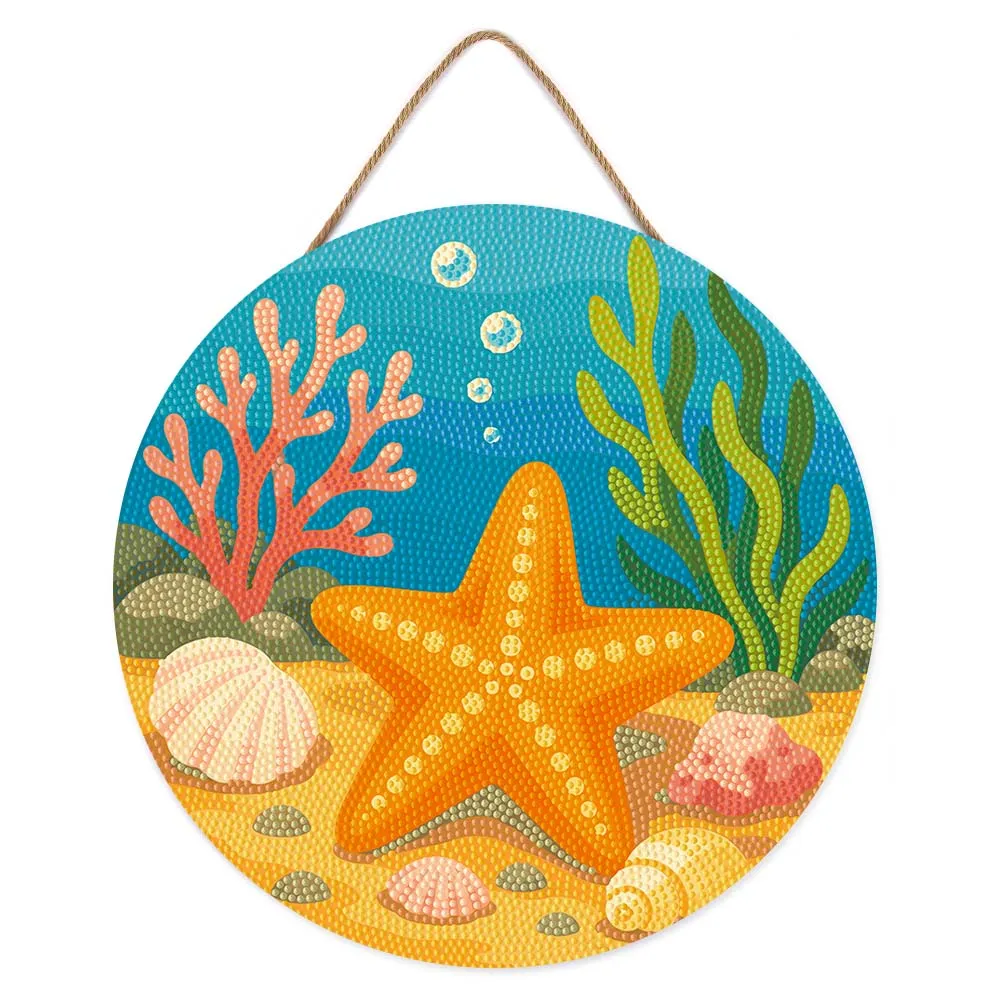 Figured'Art Zeester diamond painting houten schijf 30cm rond