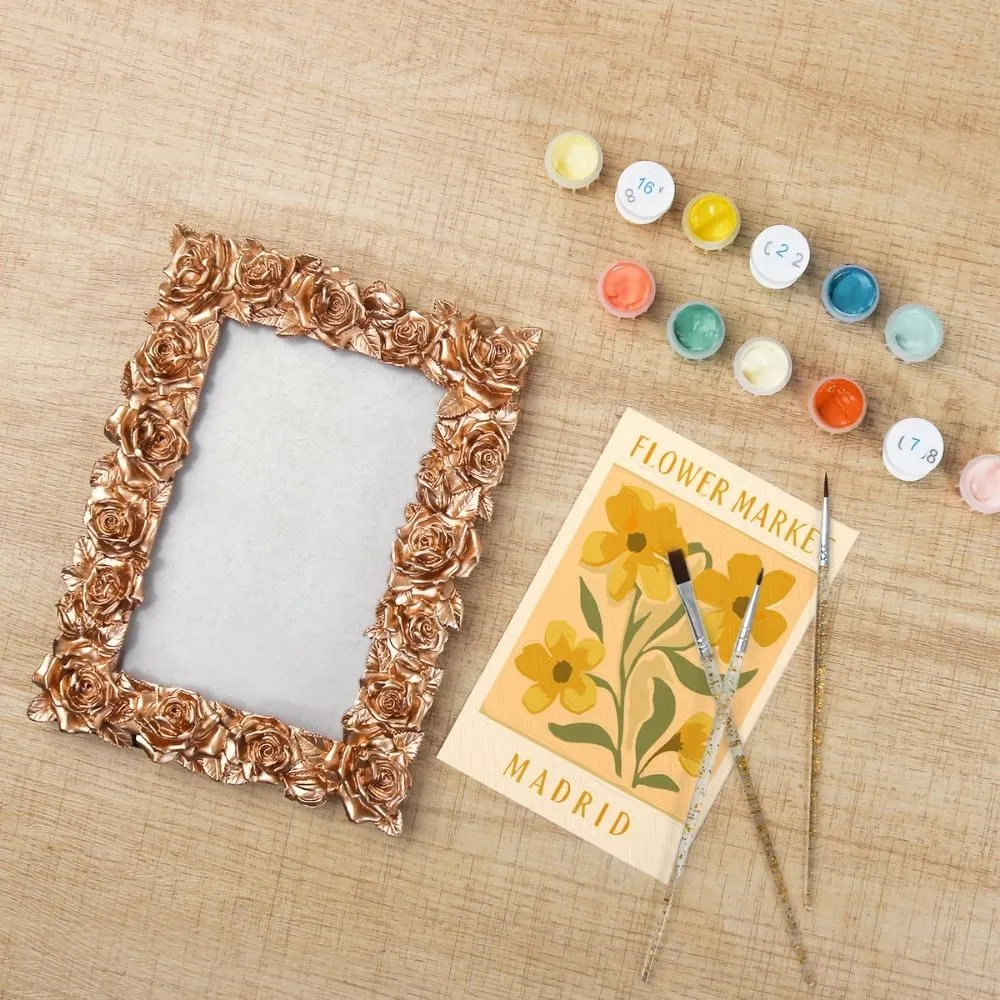 Figured'Art Mini Bloemenmarkt Madrid schilderen op nummer 15,7x9,7cm ingelijst