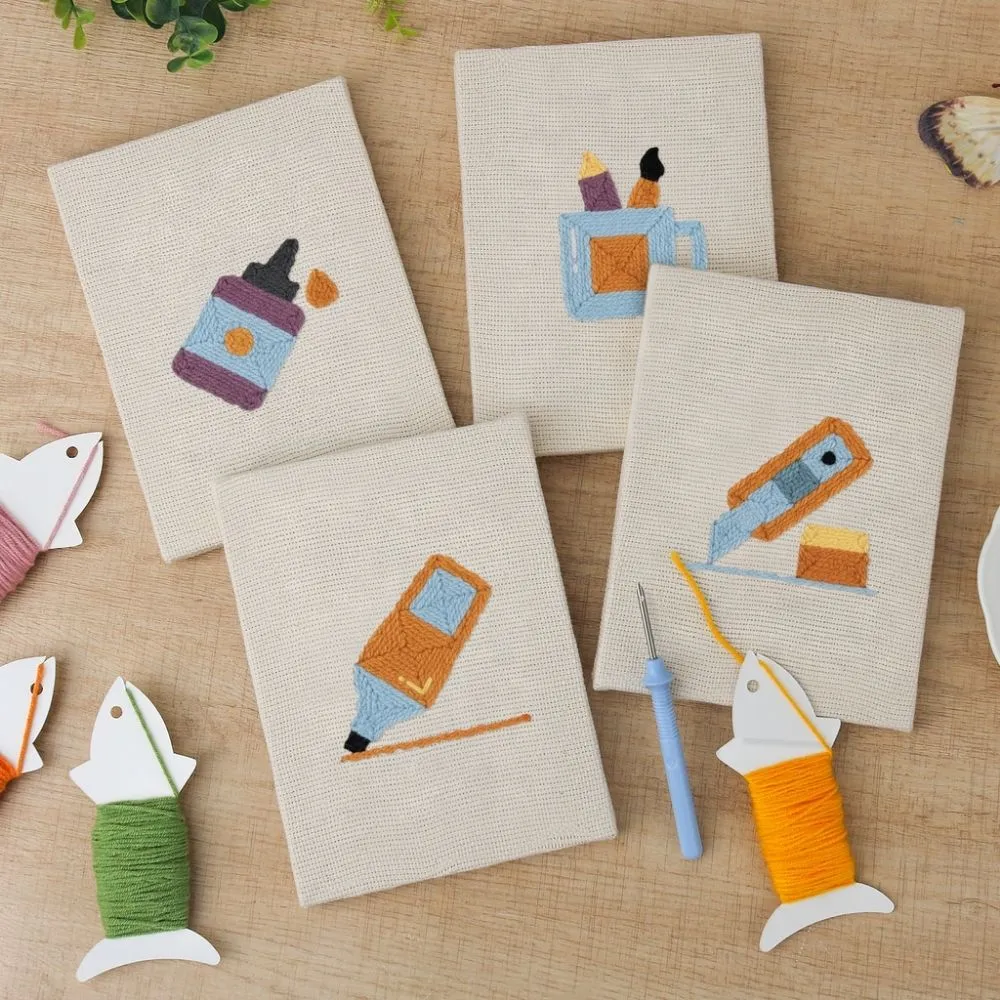 Figured'Art Creatieve Bureau Iconen punch needle set 4 stuks katoen