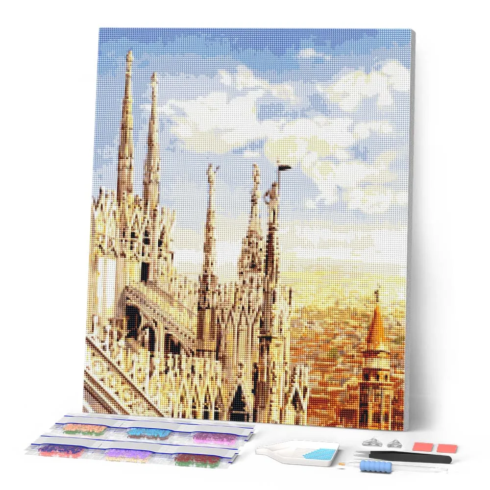 Figured'Art Dom van Milaan diamond painting 40x50 cm vierkant