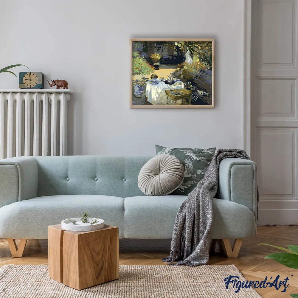 Figured'Art Schilderen op Nummer Monet Ontbijt Tuin 40x50cm canvas