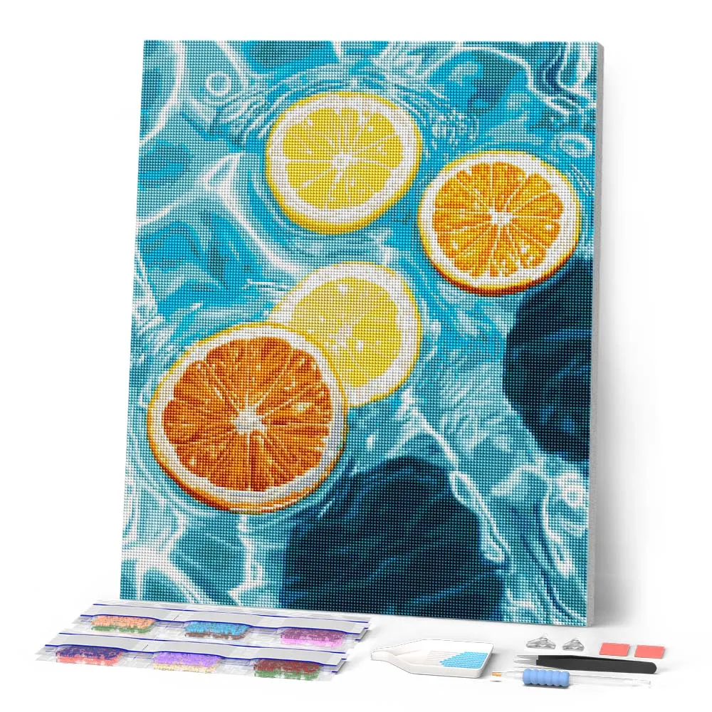 Figured'Art Zonnige citrusgolven diamond painting full drill 40x50cm