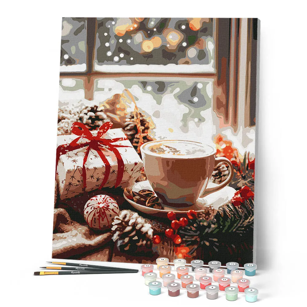 Figured'Art Feestelijke Koffietijd schilderen op nummer 40x50 cm kerst
