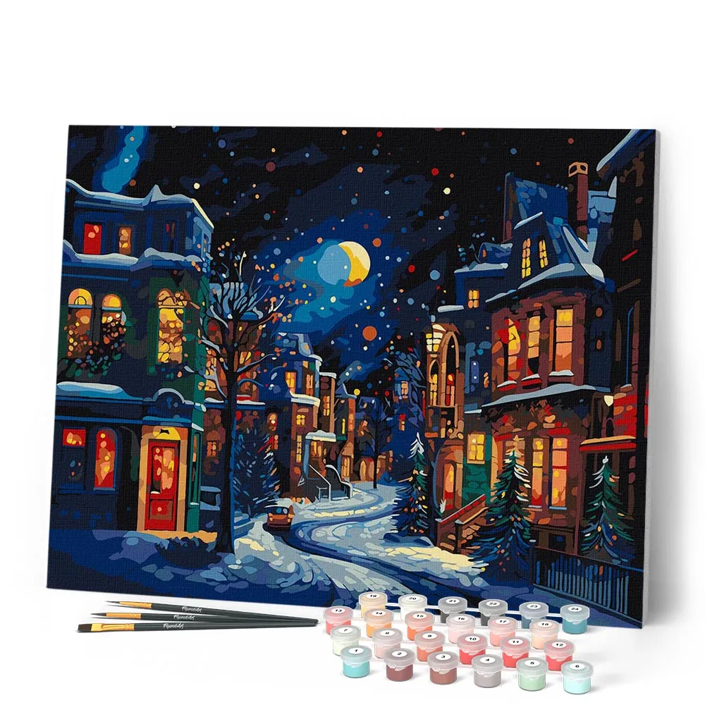 Figured'Art Halve Maan in de Winter schilderen op nummer 40x50 gevorderd