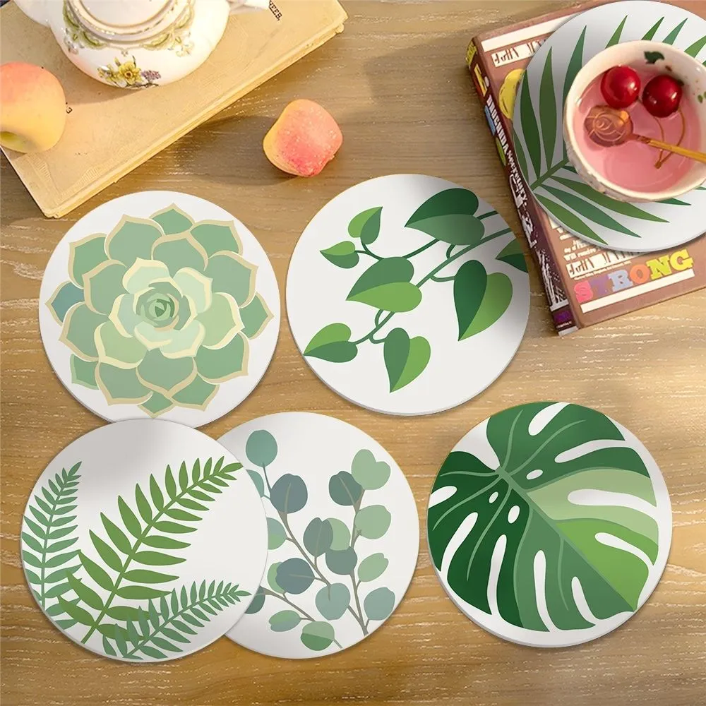 Figured'Art Groene oase schilderen op nummer onderzetters 6 stuks