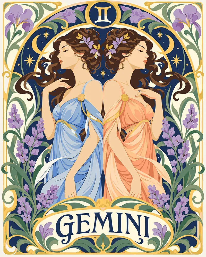 Figured'Art Art Nouveau Sterrenbeeld Tweeling schilderen op nummer