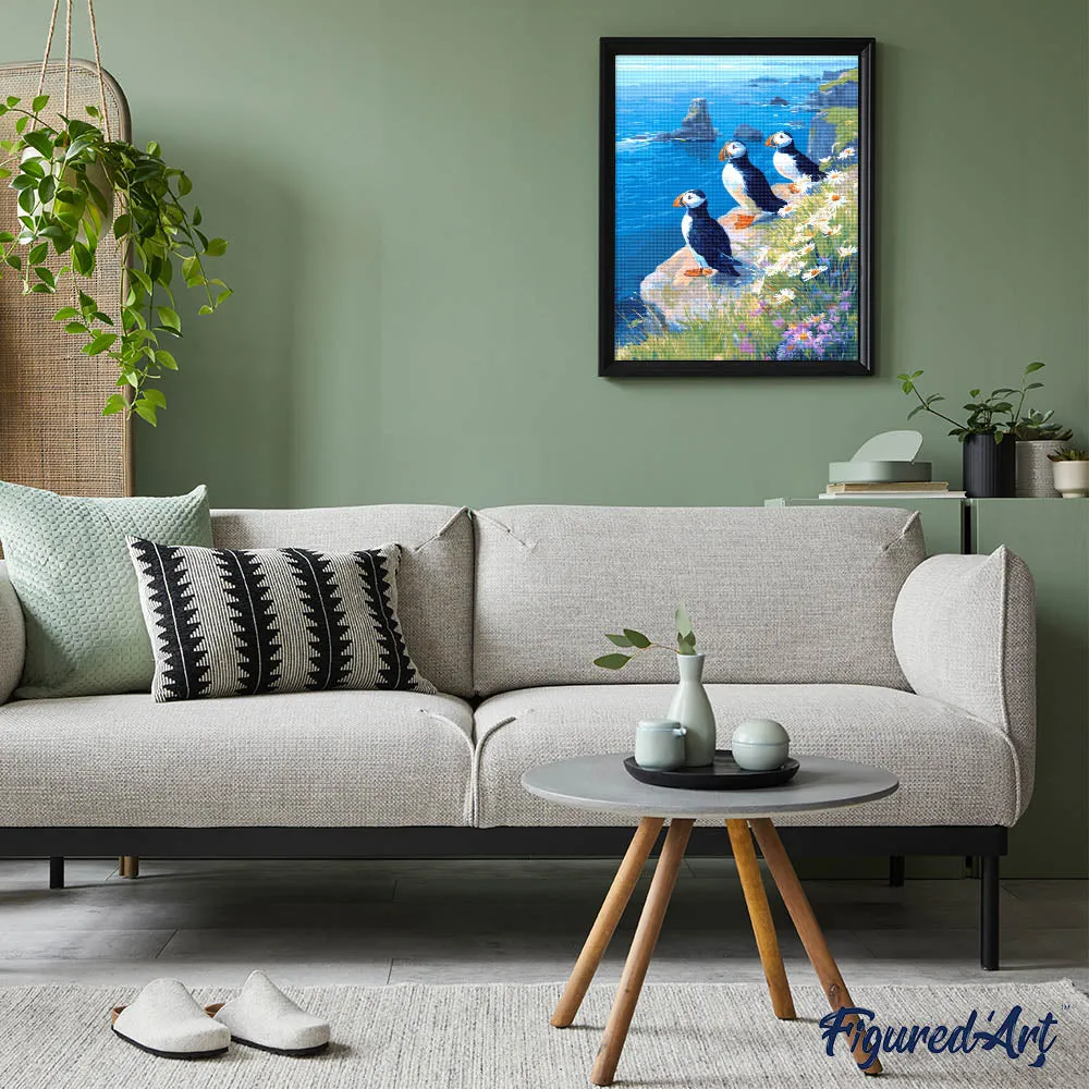 Figured'Art Papegaaiduiker bij de oceaankliffen diamond painting 40x50 cm