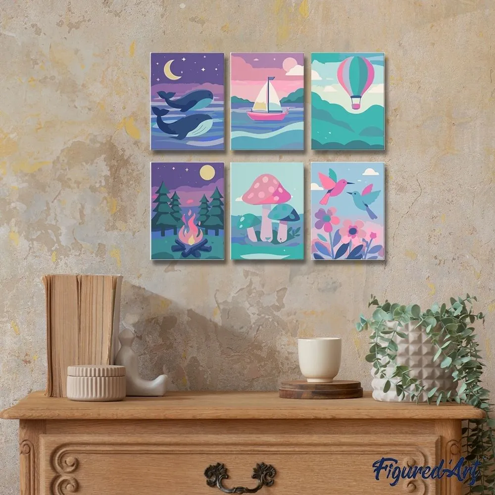 Figured'Art Mini Serie Kleine Droomlandschappen schilderen op nummer 6x 15x20cm dieren