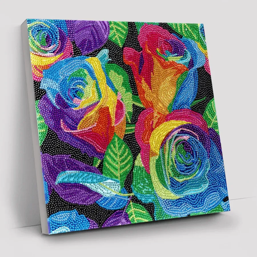 Craft Buddy Crystal Art Rainbow Roses canvas 30x30 cm