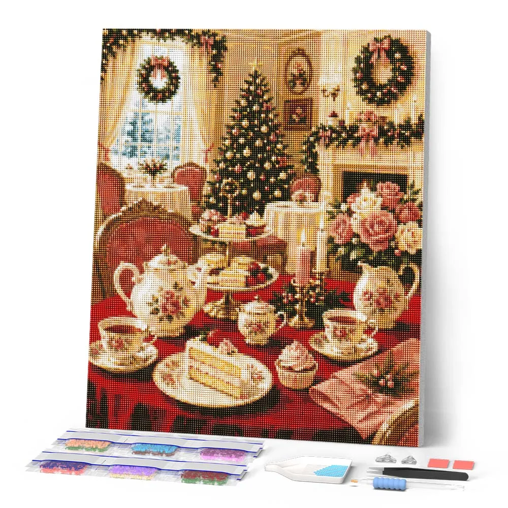 Figured'Art Kersttheetijd diamond painting full drill 30x40 cm