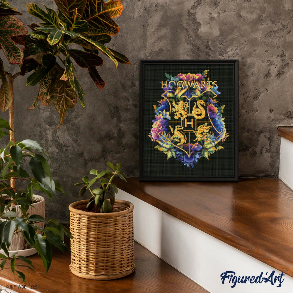 Figured'Art Harry Potter Bloemenwapen van Hogwarts diamond painting 40x50cm