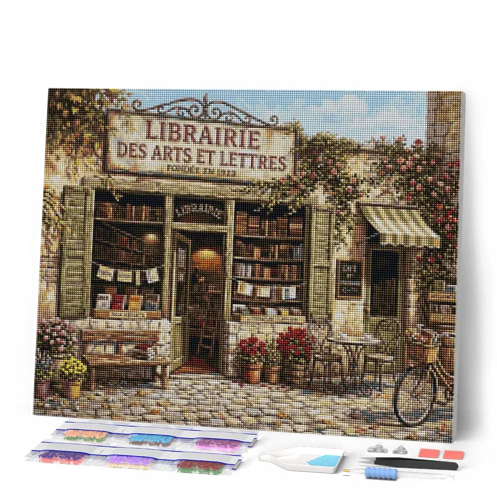 Figured'Art Oude bibliotheekhoek diamond painting 40x50cm