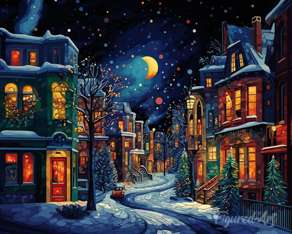 Figured'Art Halve Maan Winter diamond painting 40x50 cm