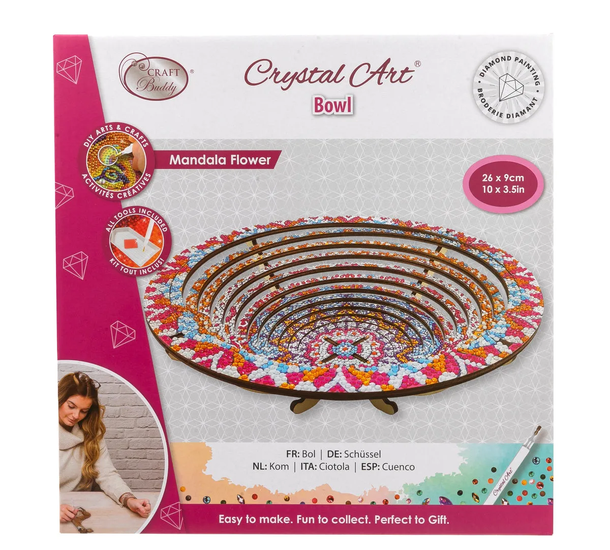 Craft Buddy Crystal Art Mandala Flower fruitschaal 26 cm