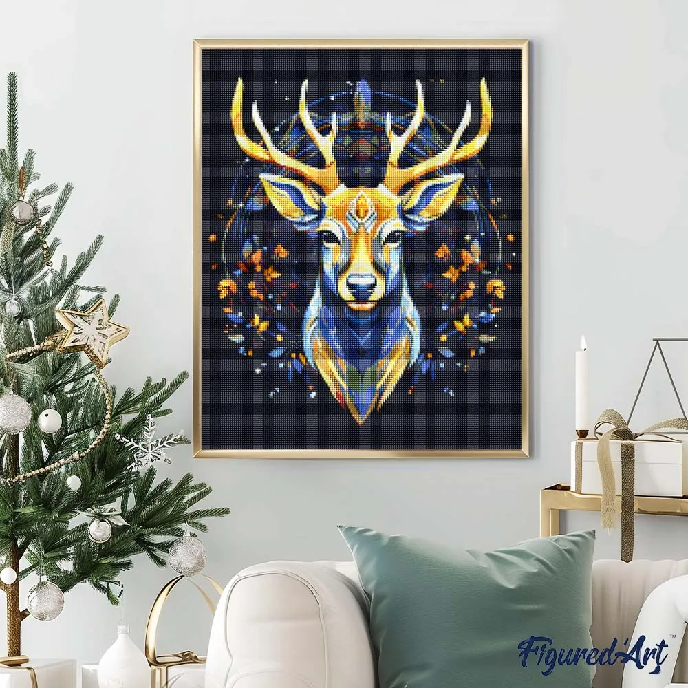 Figured'Art Majestueus Rendier diamond painting 40x50cm ingelijst
