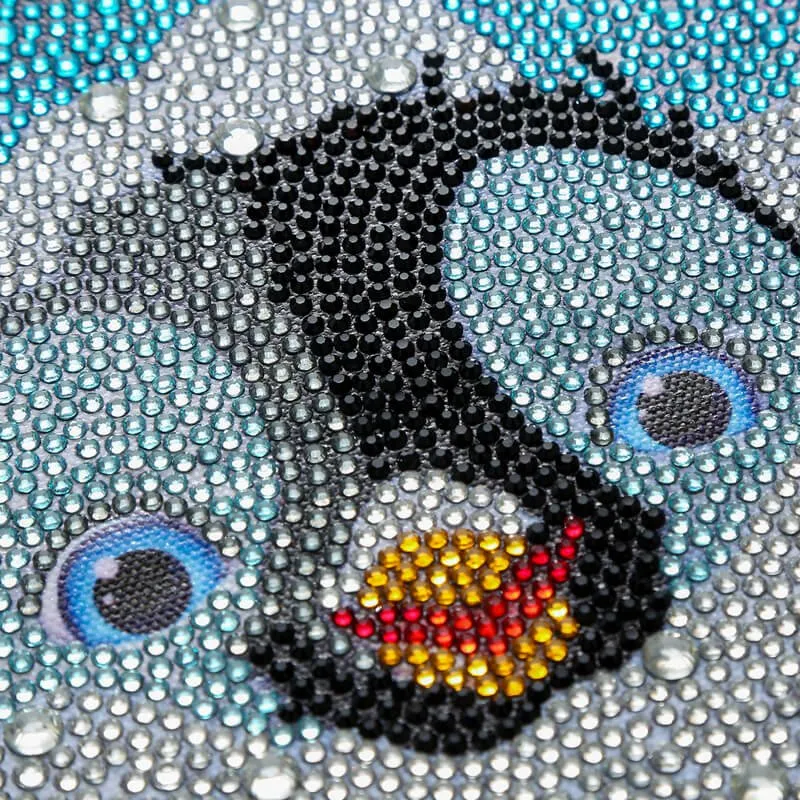 Figured'Art Diamond Painting Pinguïn diamond painting 15x15cm rond met lijst