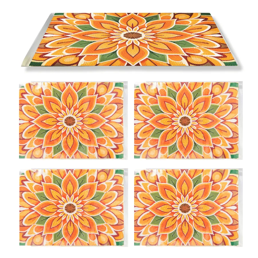 Craft Buddy Crystal Art Flower placemats set van 4 oranje